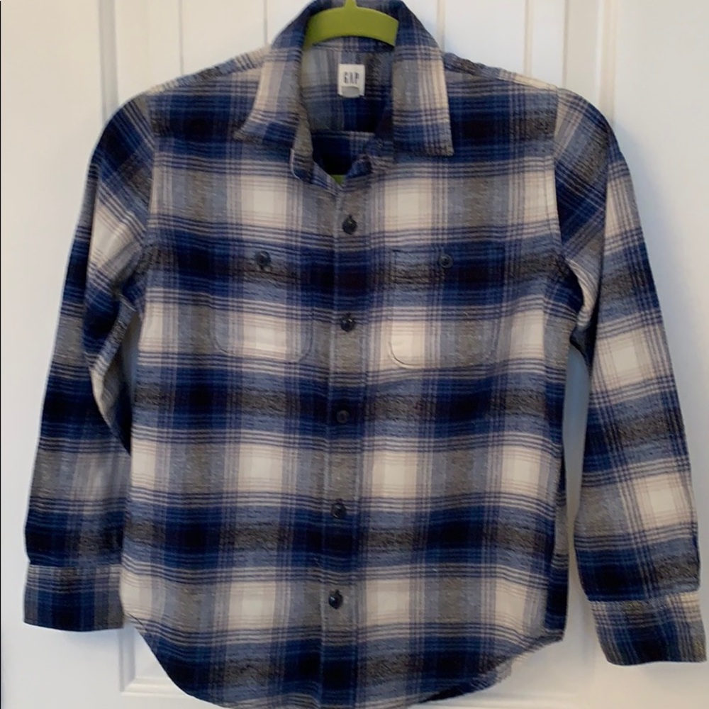 GAP Boys flannel shirt Blue /gray/white/black